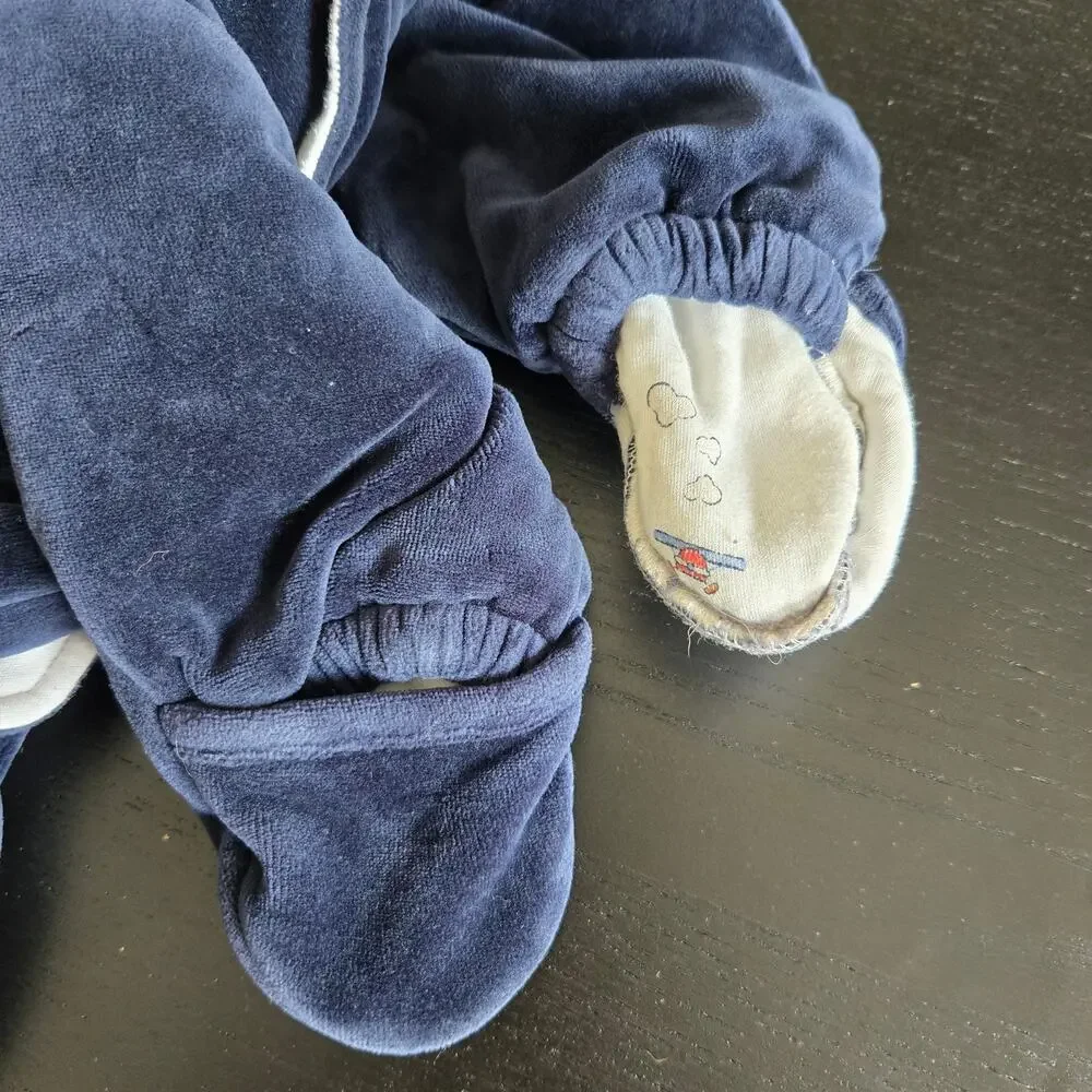 Vintage Le Top Baby Bunting Size 0-6 Months Newborn Puppy Dog Velvet Sack Navy